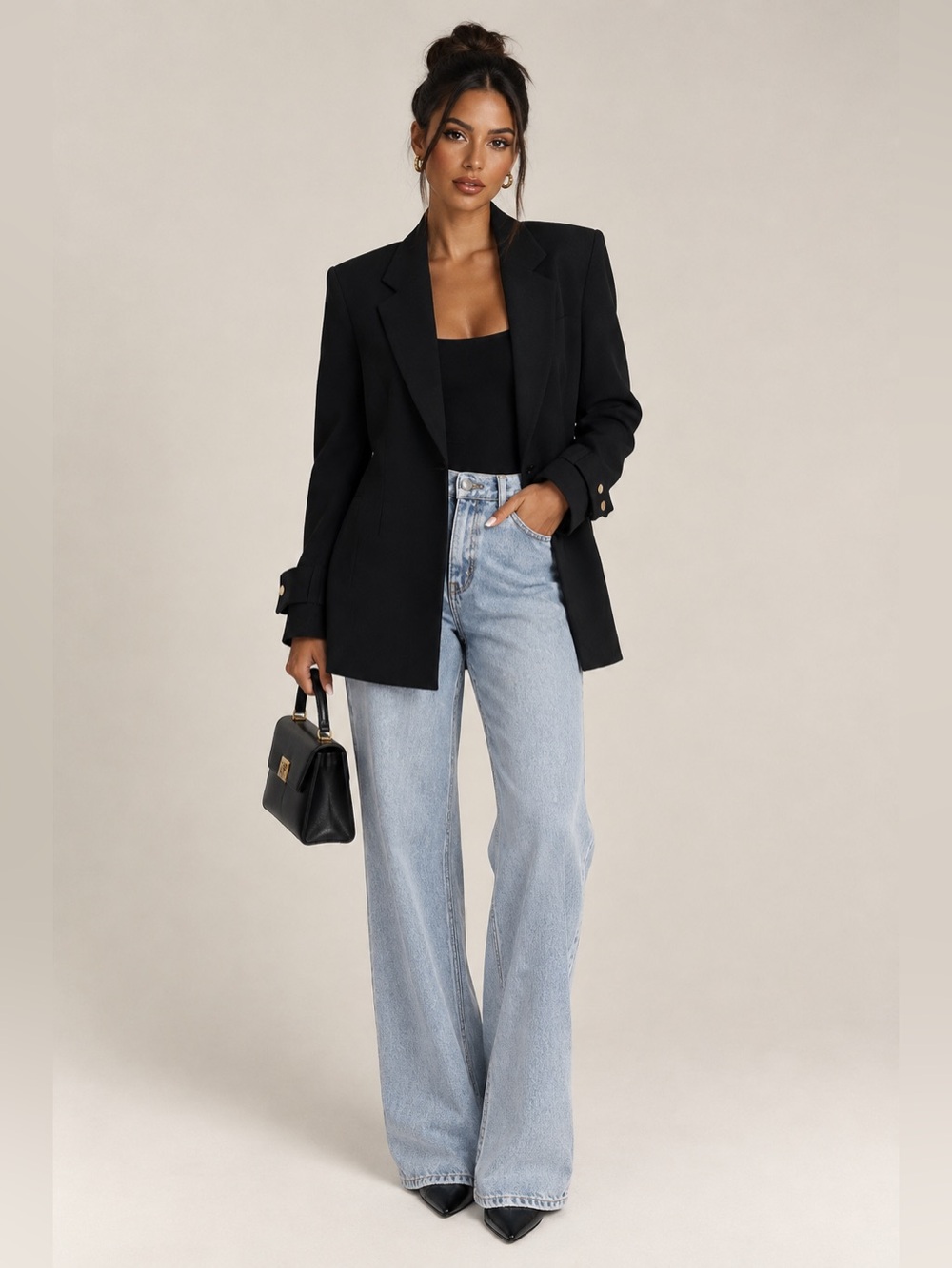H&M Black Structured Blazer